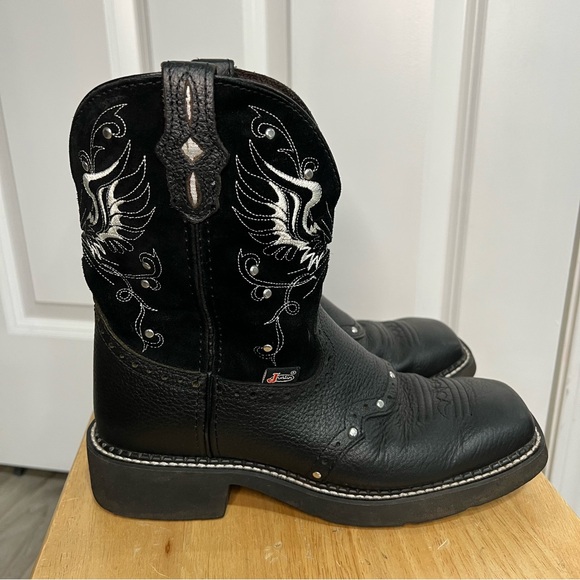 Justin Gypsy Mandra Women’s Black Suede and Leather Boots size 7.5B - Picture 7 of 12